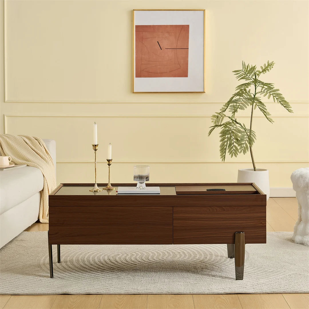 Table basse bois rectangulaire avec tiroirs -