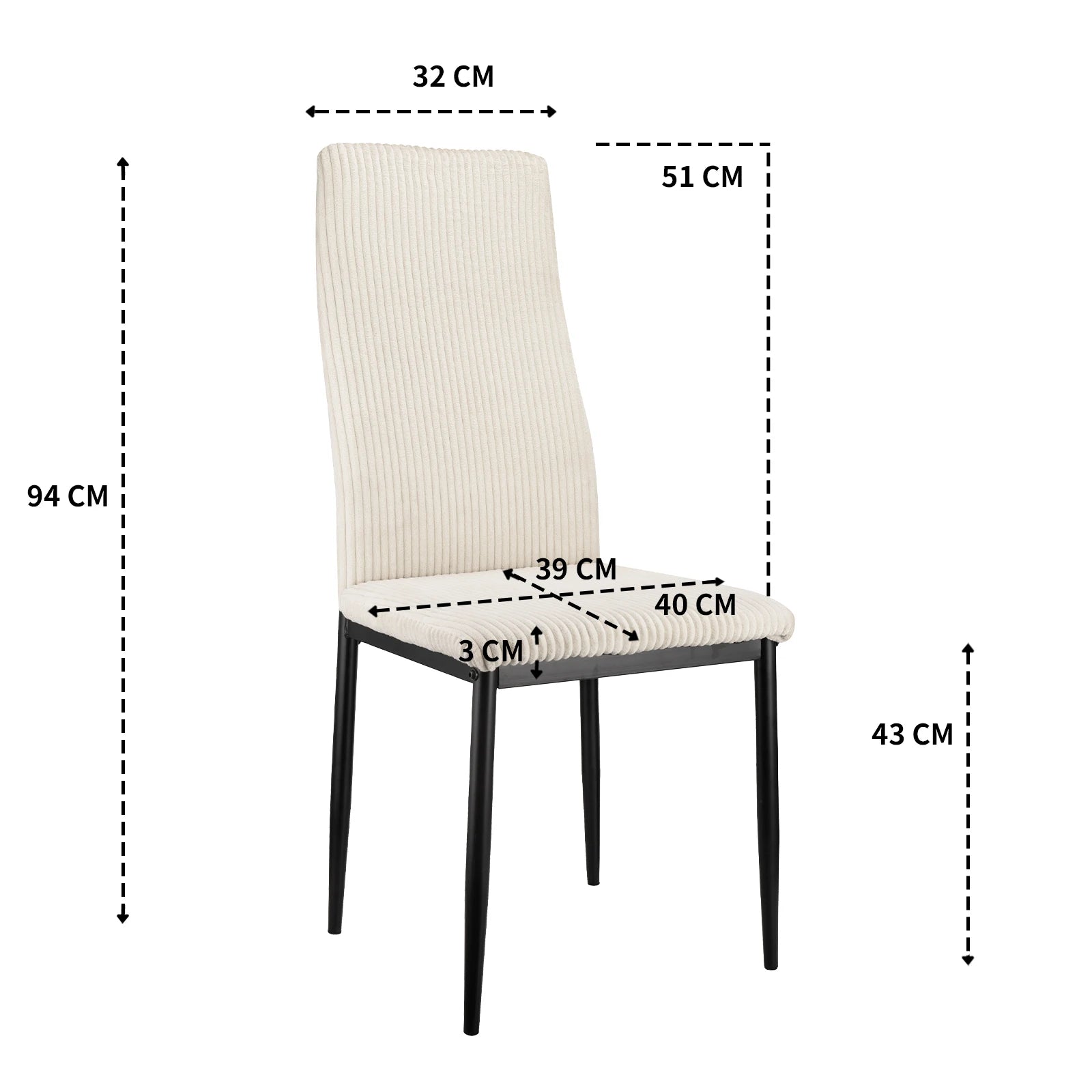 Chaise salle à manger moderne beige 4/8/12 ensembles 108 × 43 × 23 cm -