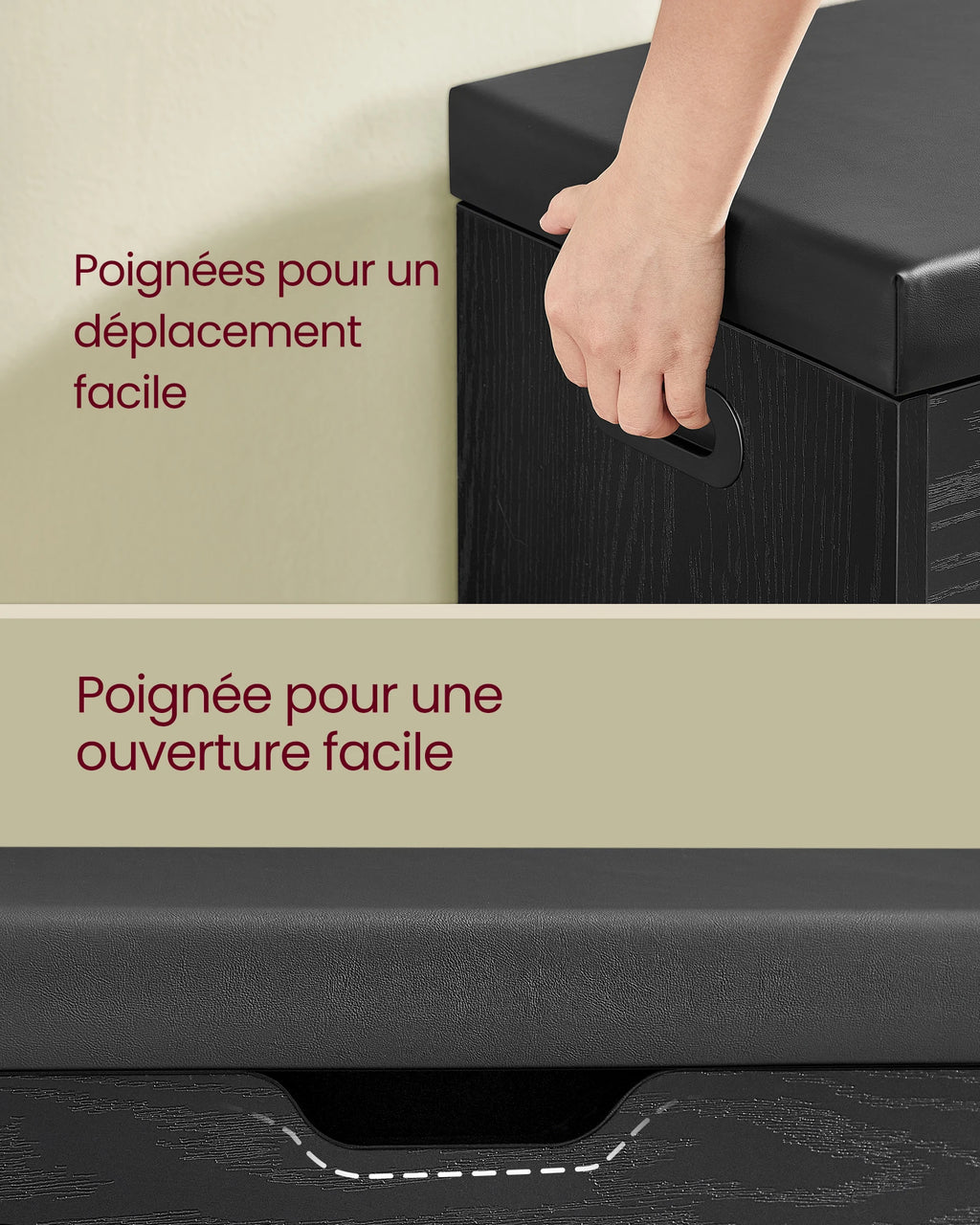 Meuble à chaussure avec banc de rangement et assise rembourrée -