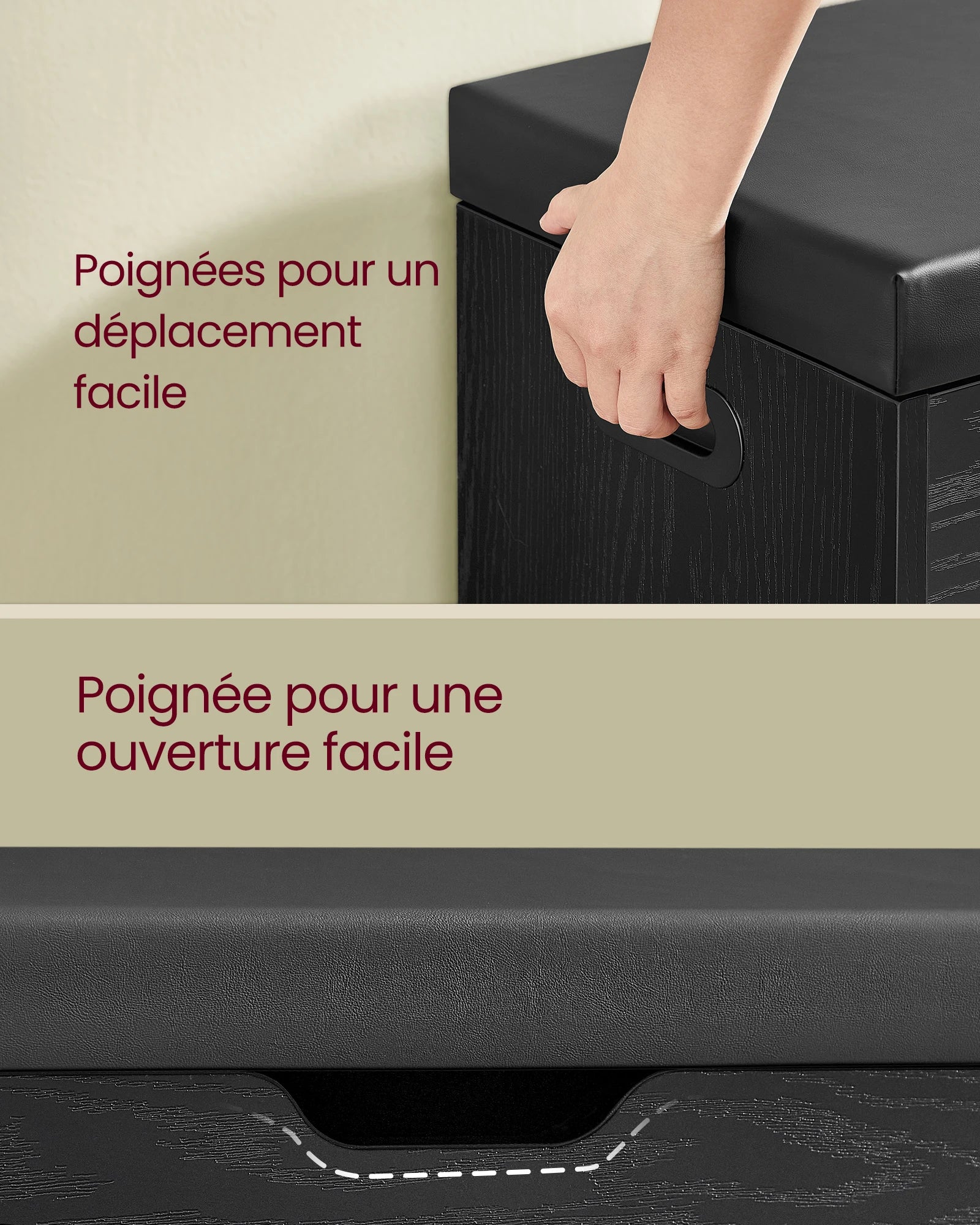 Meuble à chaussure avec banc de rangement et assise rembourrée -