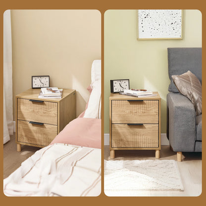 Table de chevet marron de type moderne avec tiroirs - 40x42x47 -