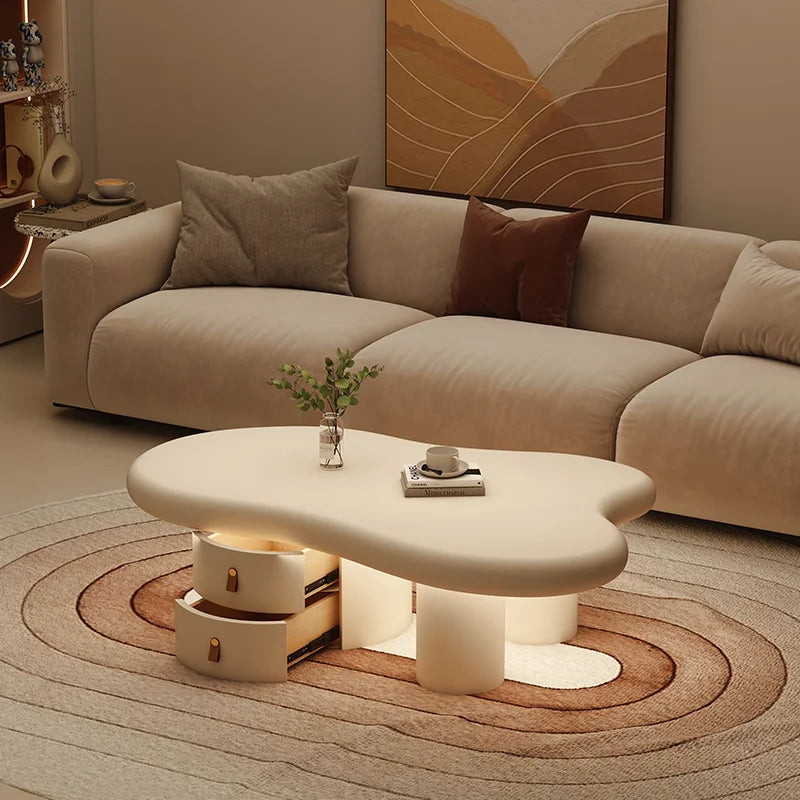 Table basse nuage avec tiroir - Blanc