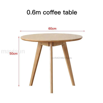 Table basse bois massif ronde de taille moyenne - 0.6m Café table