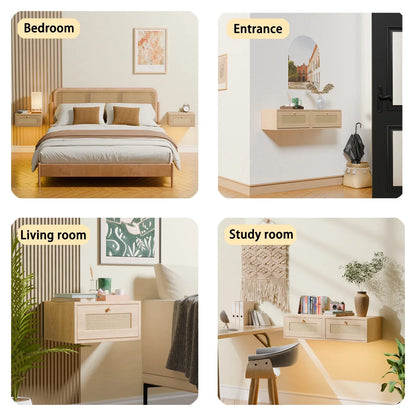 Table de nuit en bois moderne suspendue 1 pièce -