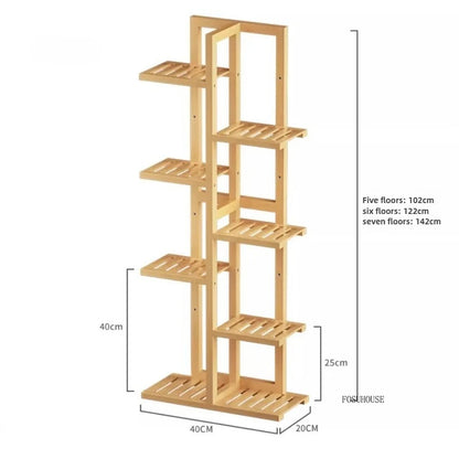 Étagère plante en bois massif pour balcon -