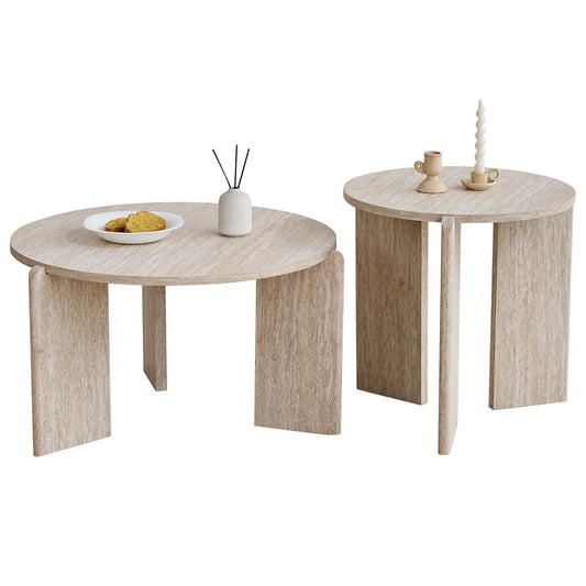 Table basse bois gris minimaliste 2 ensembles - Bois jaune Table basse