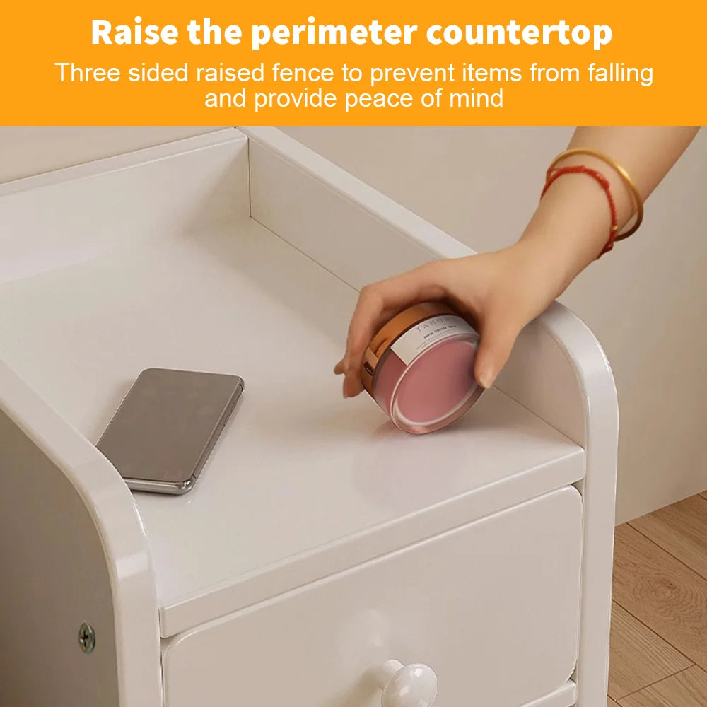 Table de chevet design luxe blanche avec 2 tiroirs - 50*34*30cm -