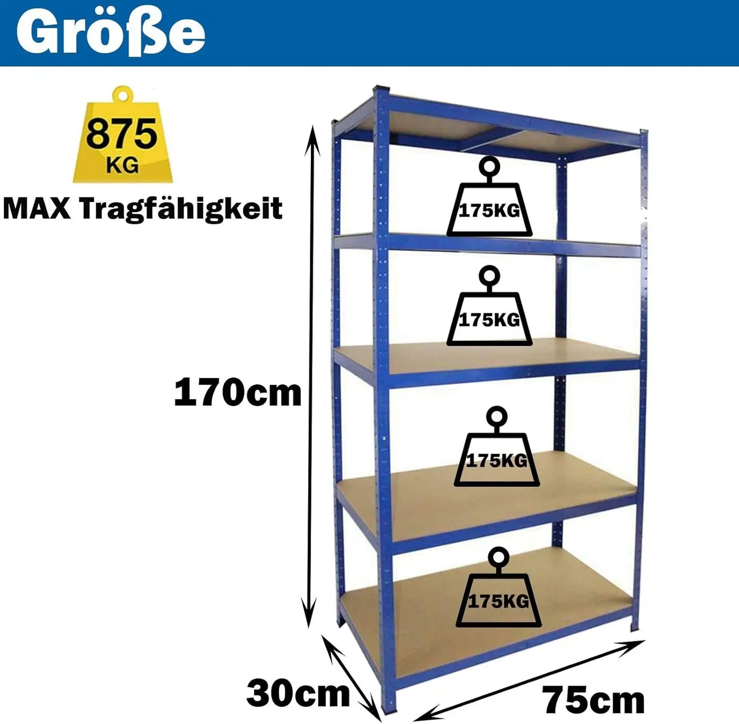 étagère garage DayPlus - 170x75x30 350kg Bleu