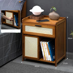 Table de nuit rangement rétro de couleur marron - C - 1 Tiroir