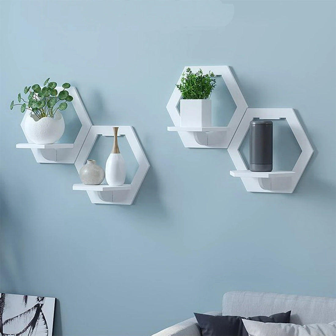 étagère murale flottante hexagonale 3 à 15Pcs -