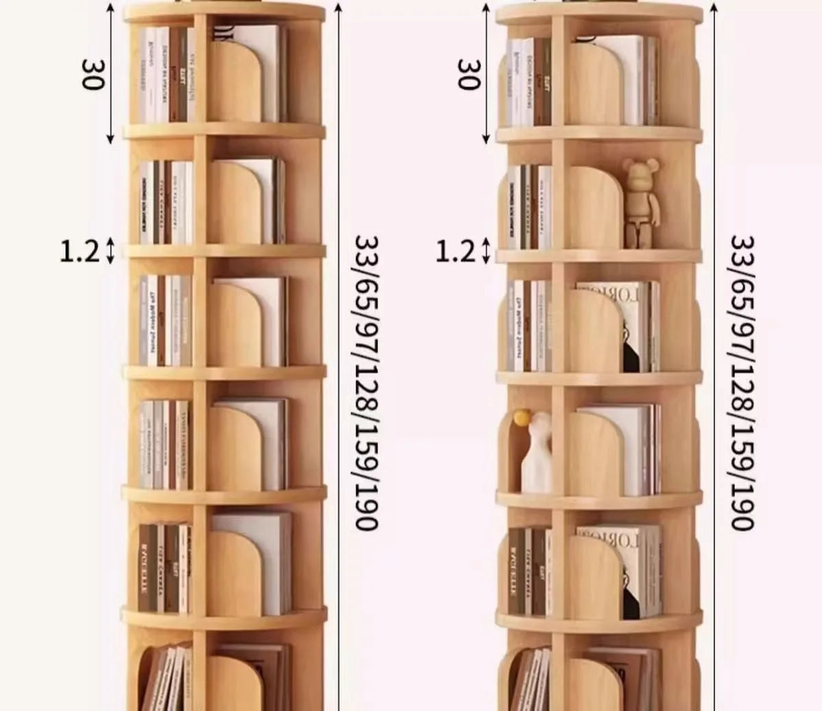 Étagère livre en bois massif pivotante à 360 dégrés -