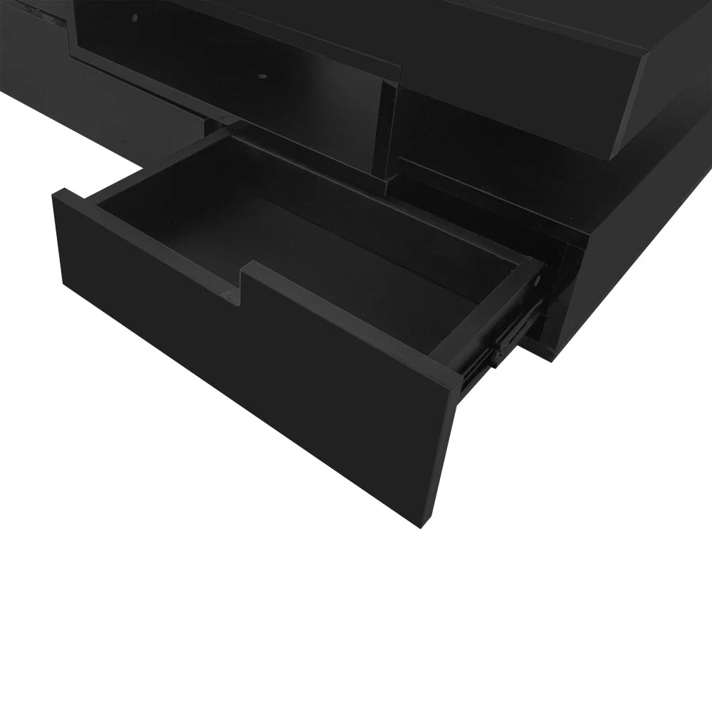 Table basse rectangulaire laquée avec tiroir et LED -