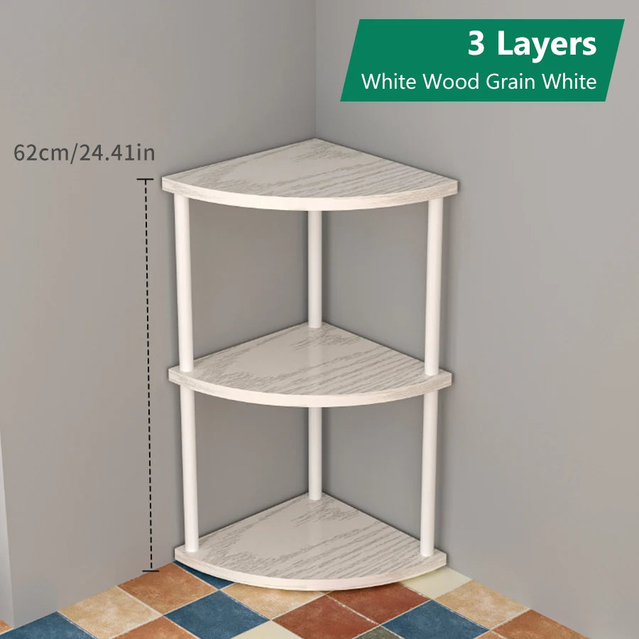 Étagère d'angle design simple à plusieurs étages - Blanc 3 couches Étagère d'angle