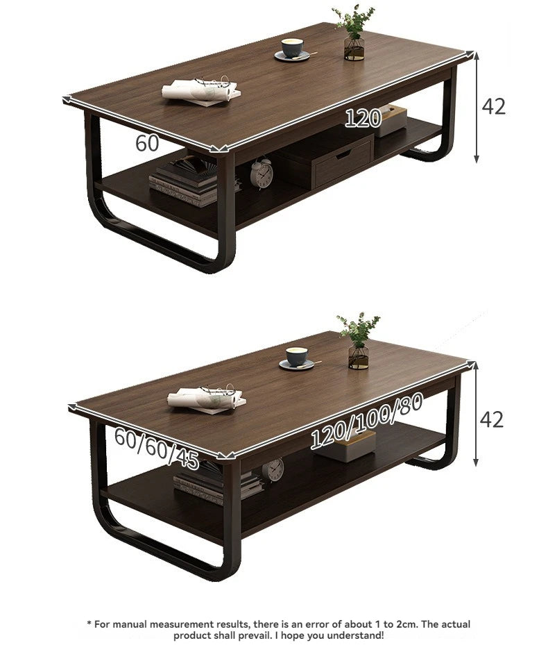 Table basse à thé noir de couleur marron -