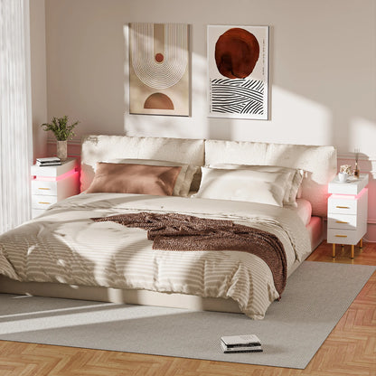 Table de nuit connecté avec station de charge et 3 tiroirs -