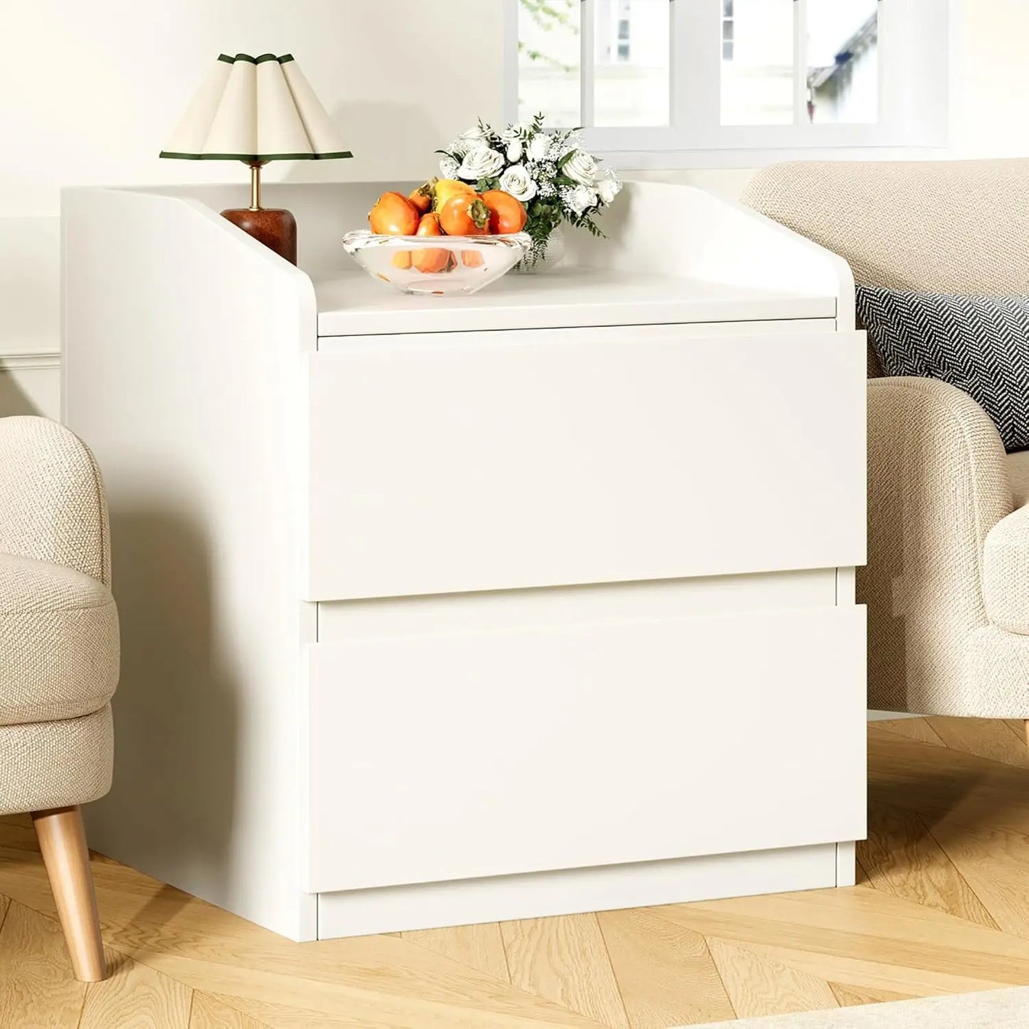 Table de chevet blanche moderne urban luxe -