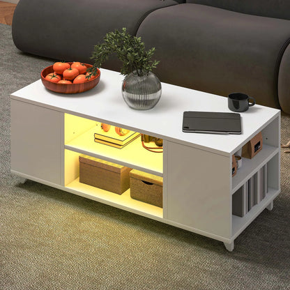 Table basse blanche multi compartiments - Blanc Table basse