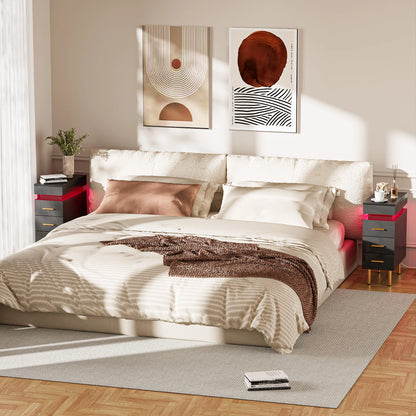 Table de nuit connecté avec station de charge et 3 tiroirs -