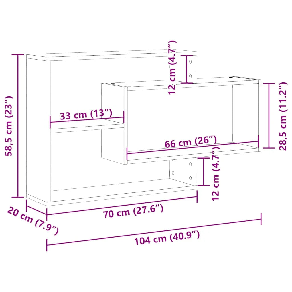 étagère murale chambre ou salle de bain 104x20x58.5 cm -