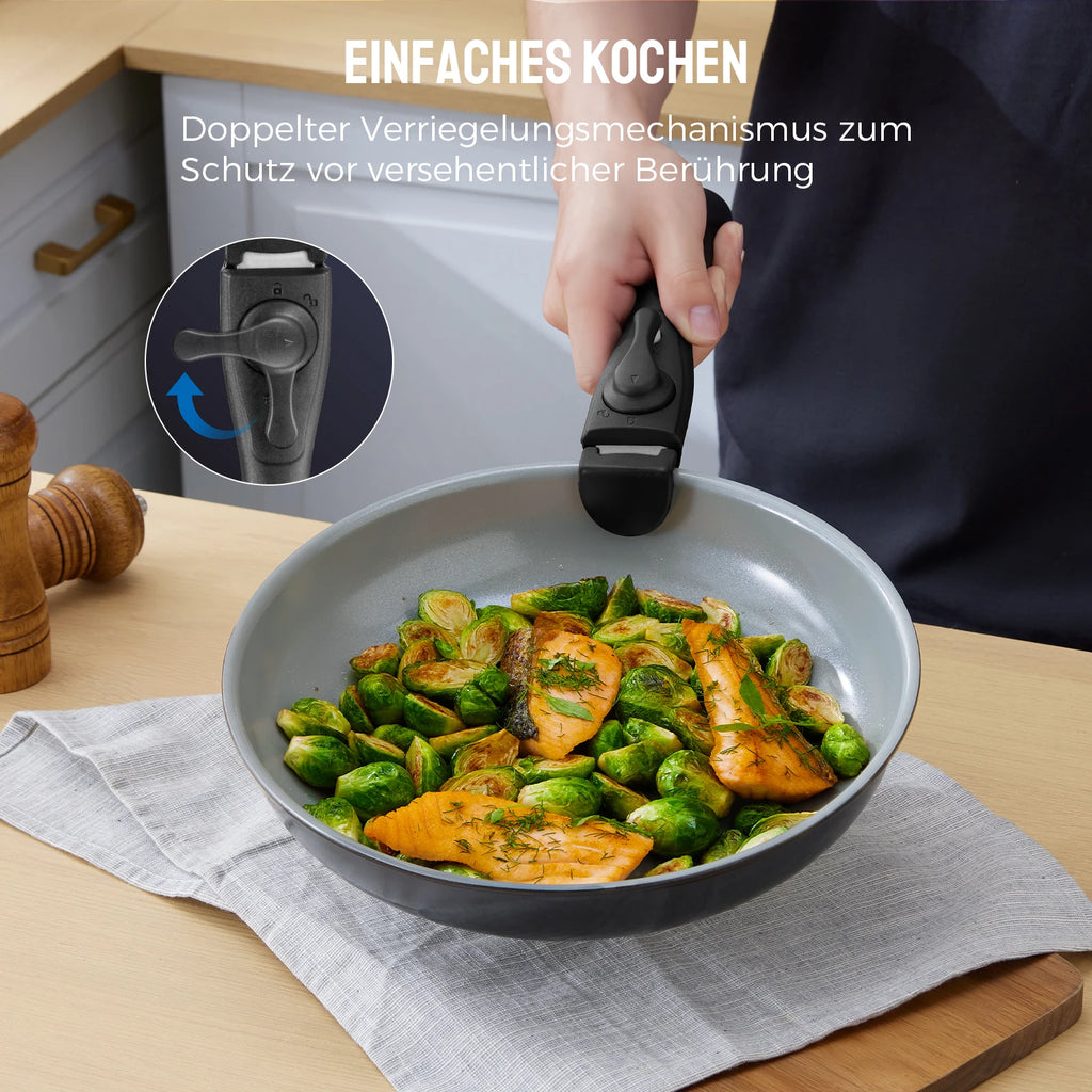 Poêle céramique - un ensemble à poignée amovible -