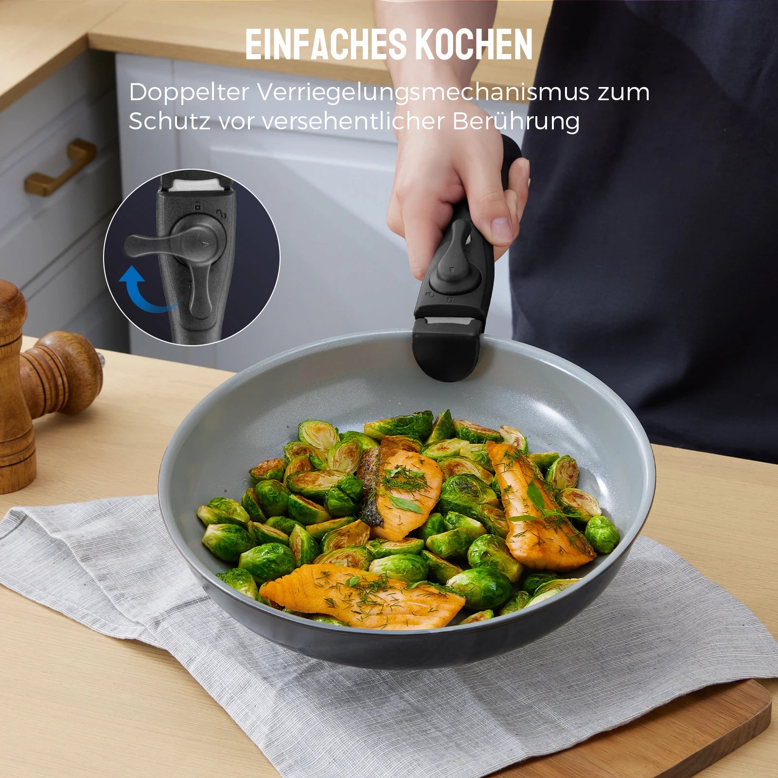 Poêle céramique - un ensemble à poignée amovible -