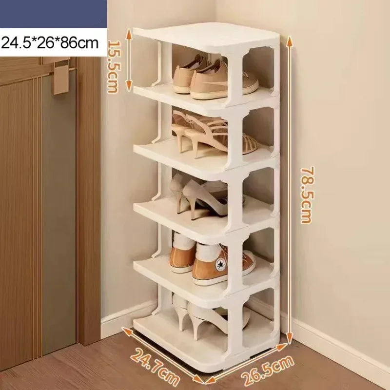 Meuble à chaussure en plastique multi étagère - Blanc 6 couches