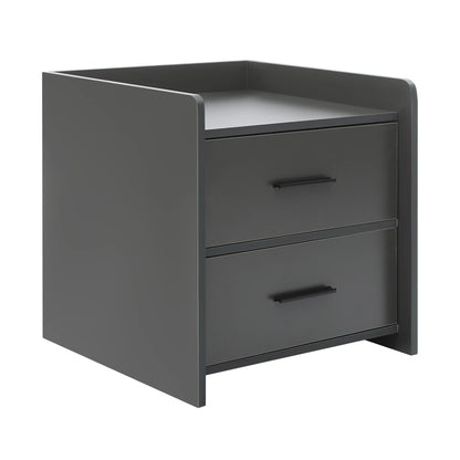 Table de chevet idéale pour chambre à deux tiroirs - Gris