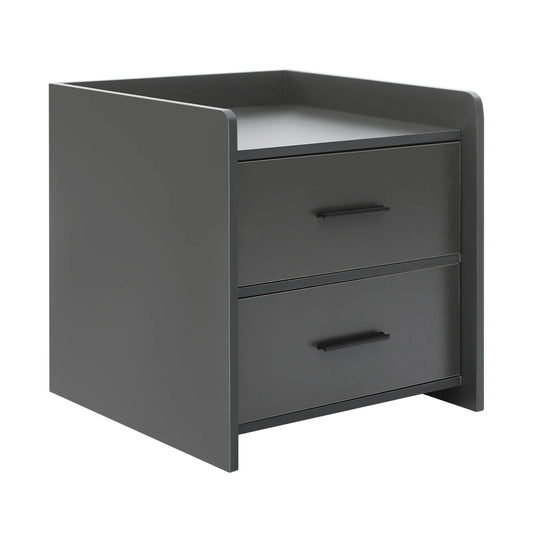 Table de chevet idéale pour chambre à deux tiroirs - Gris