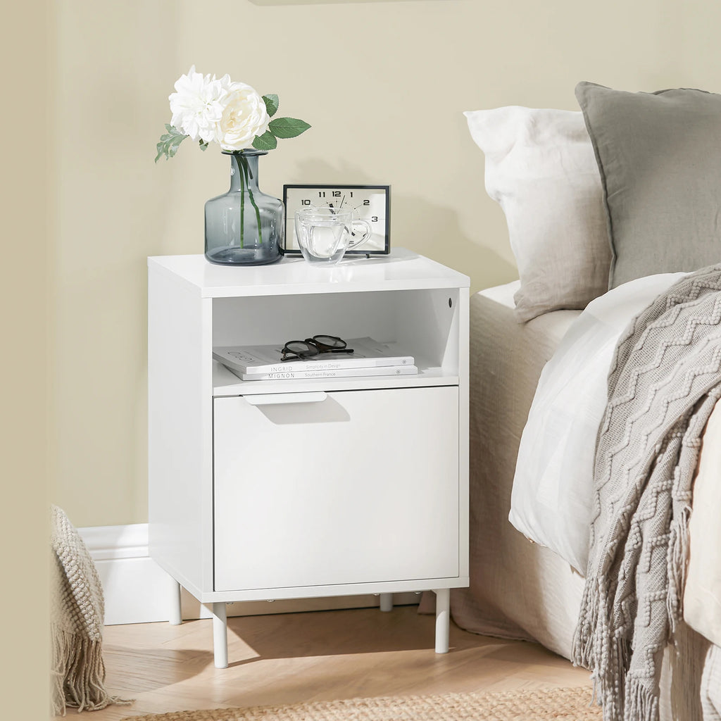 Table de chevet solide avec 1 porte -