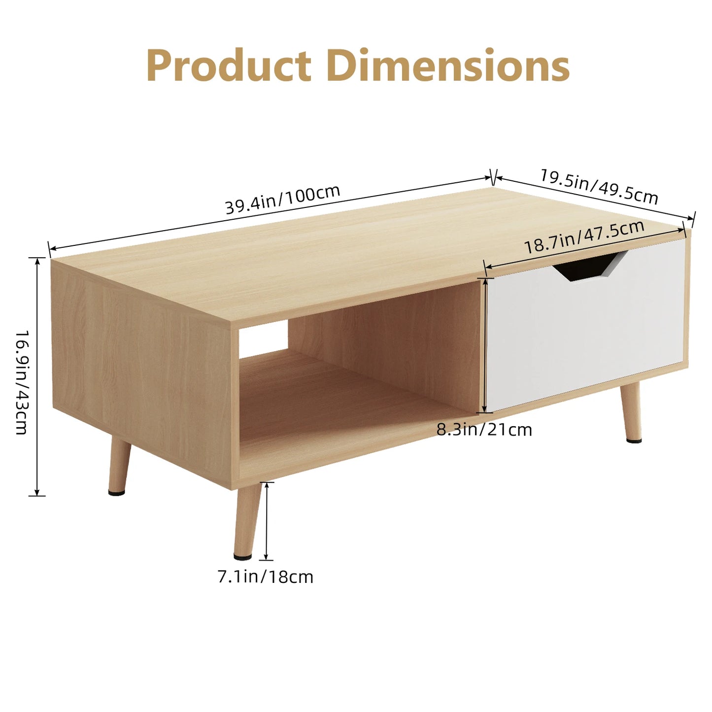 Table basse en bois massif moderne pour salon - Marron bois Table basse