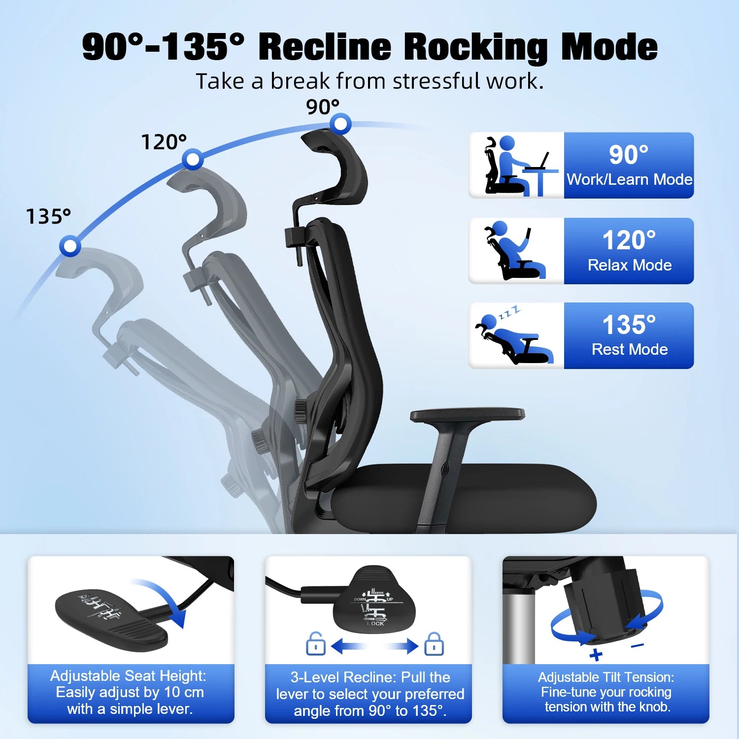 Chaise de bureau robuste inclinable -