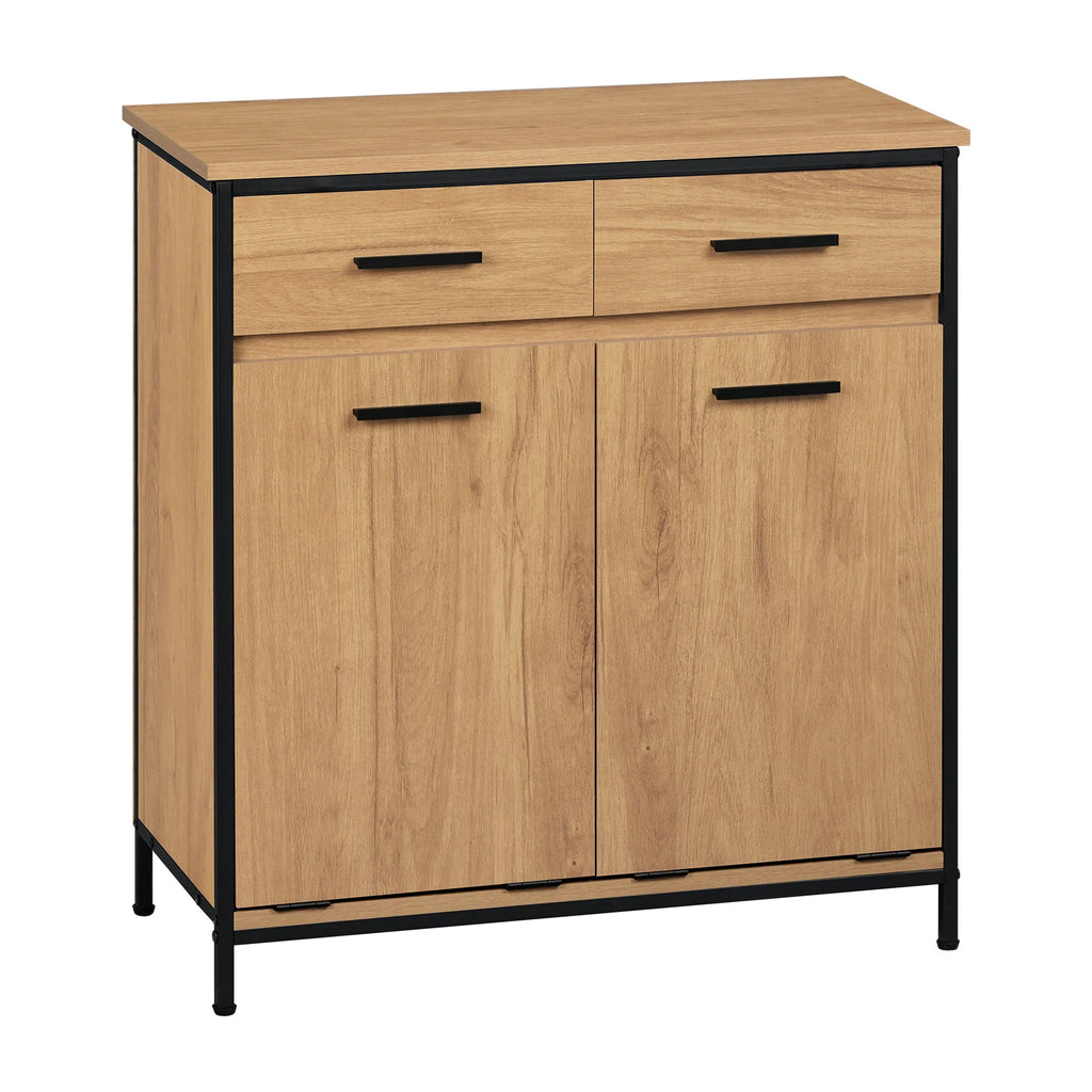 Meuble salle de bain bois foncé avec panier vêtements -