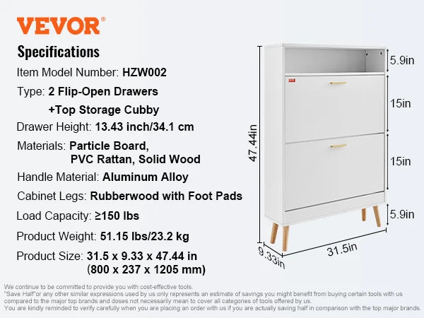 Meuble à chaussure avec tiroirs rabattables autoportants pour sabots et talons - B Meuble à chaussure