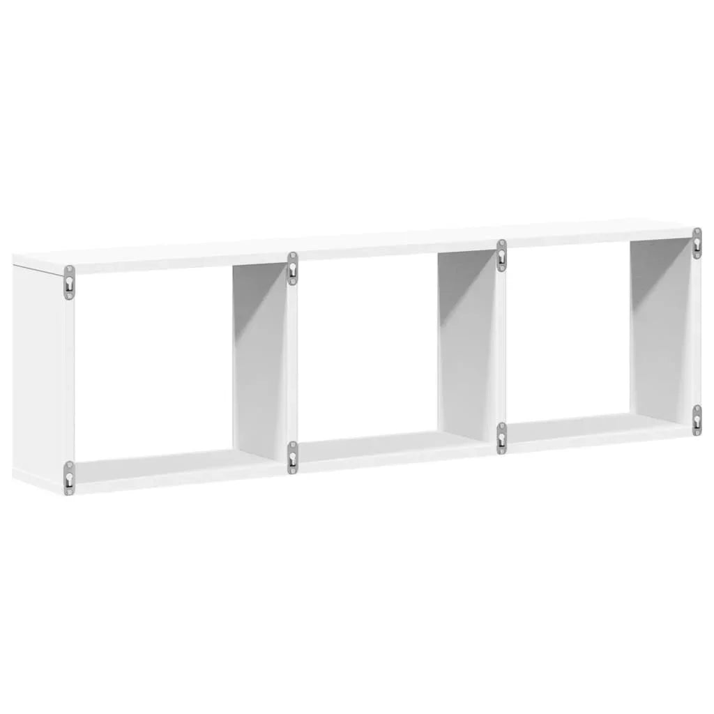 étagère murale blanc en 3 parties carrés 100x16x30 cm -
