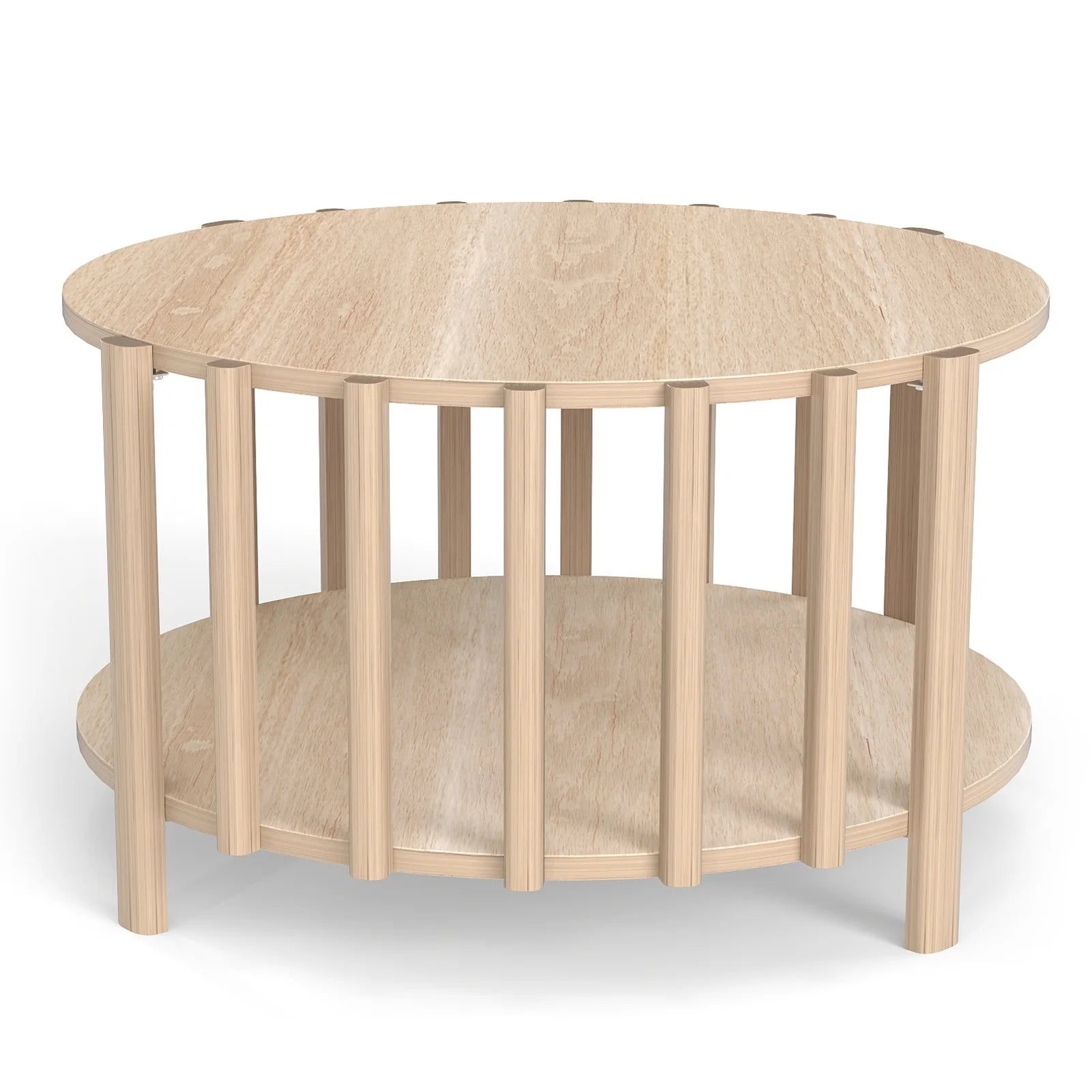 Table basse ronde avec rangement minimaliste -