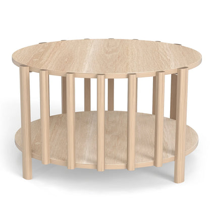 Table basse ronde avec rangement minimaliste -
