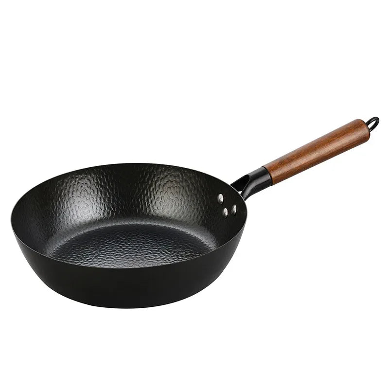Poêle en fonte wok antiadhésif compatible avec le gaz et l'induction -