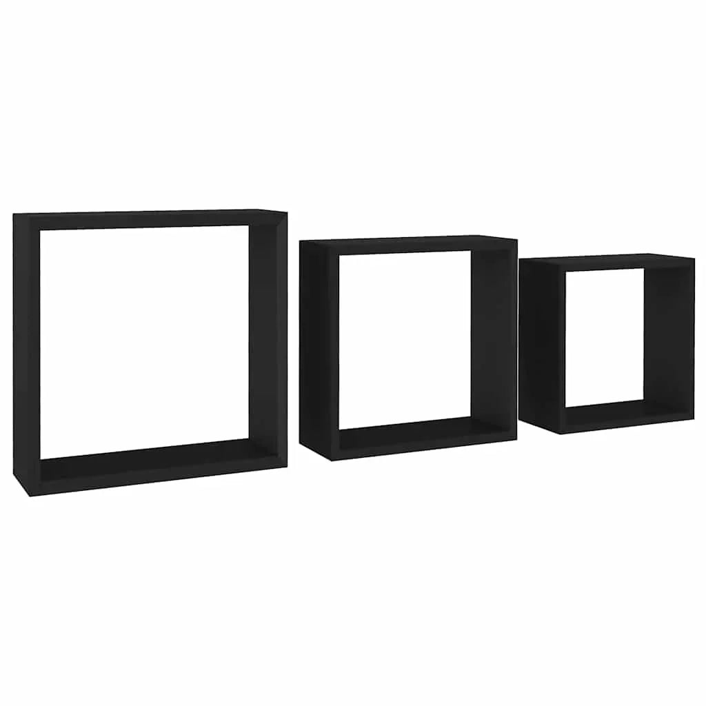 étagère murale cube 3 pcs moderne - Noir