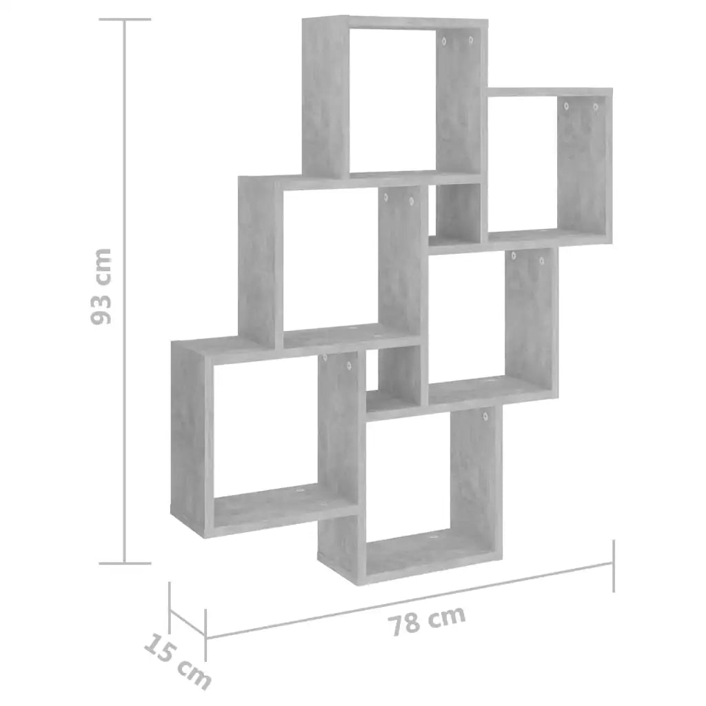 étagère murale noir et bois en forme cubique 78x15x93 cm -