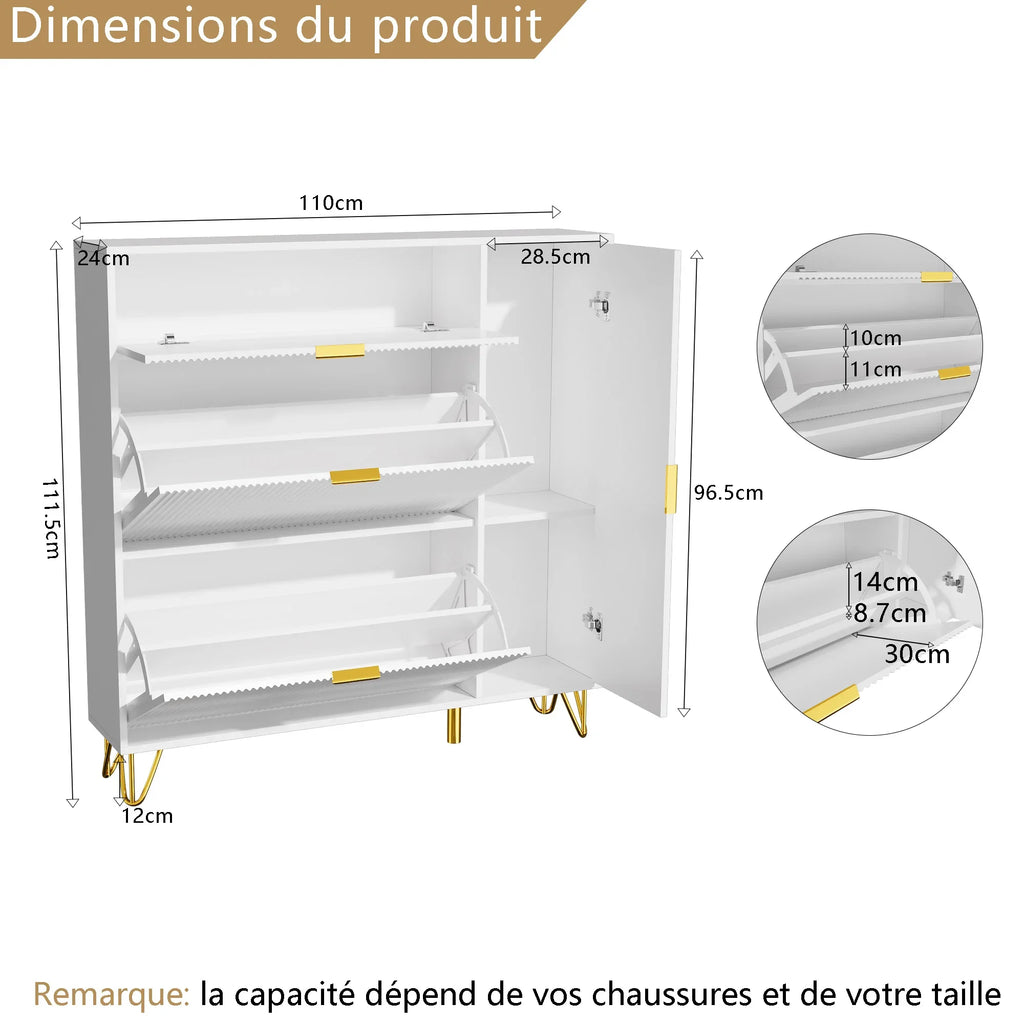 Meuble à chaussure dispositif anti basculement -
