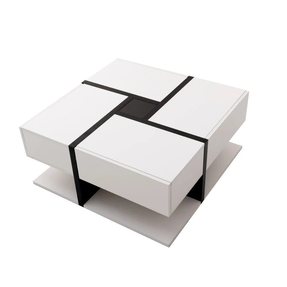 Table basse moderne géométrique blanche 78×78×36 cm -