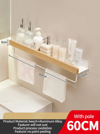 étagère murale salle de bain design moderne et tendance - Bois blanc 60cm bar