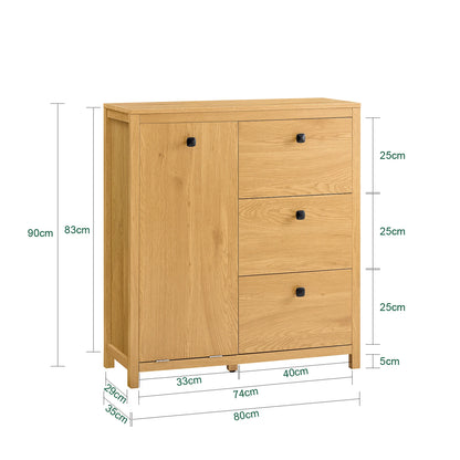 Meuble pour salle de bain en bois avec triples tiroirs -