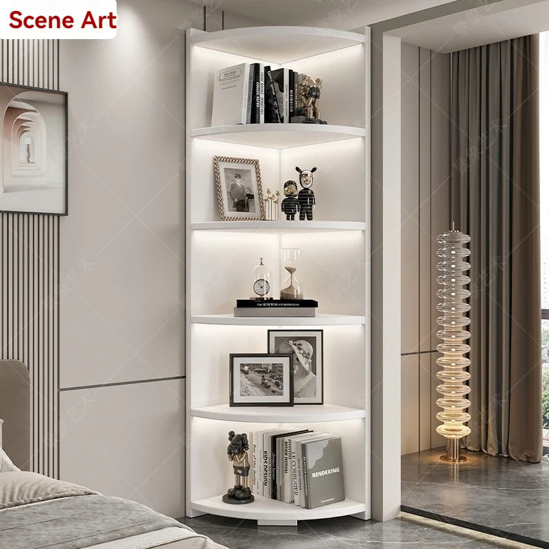 Étagère d'angle bois massif en forme d'éventail -