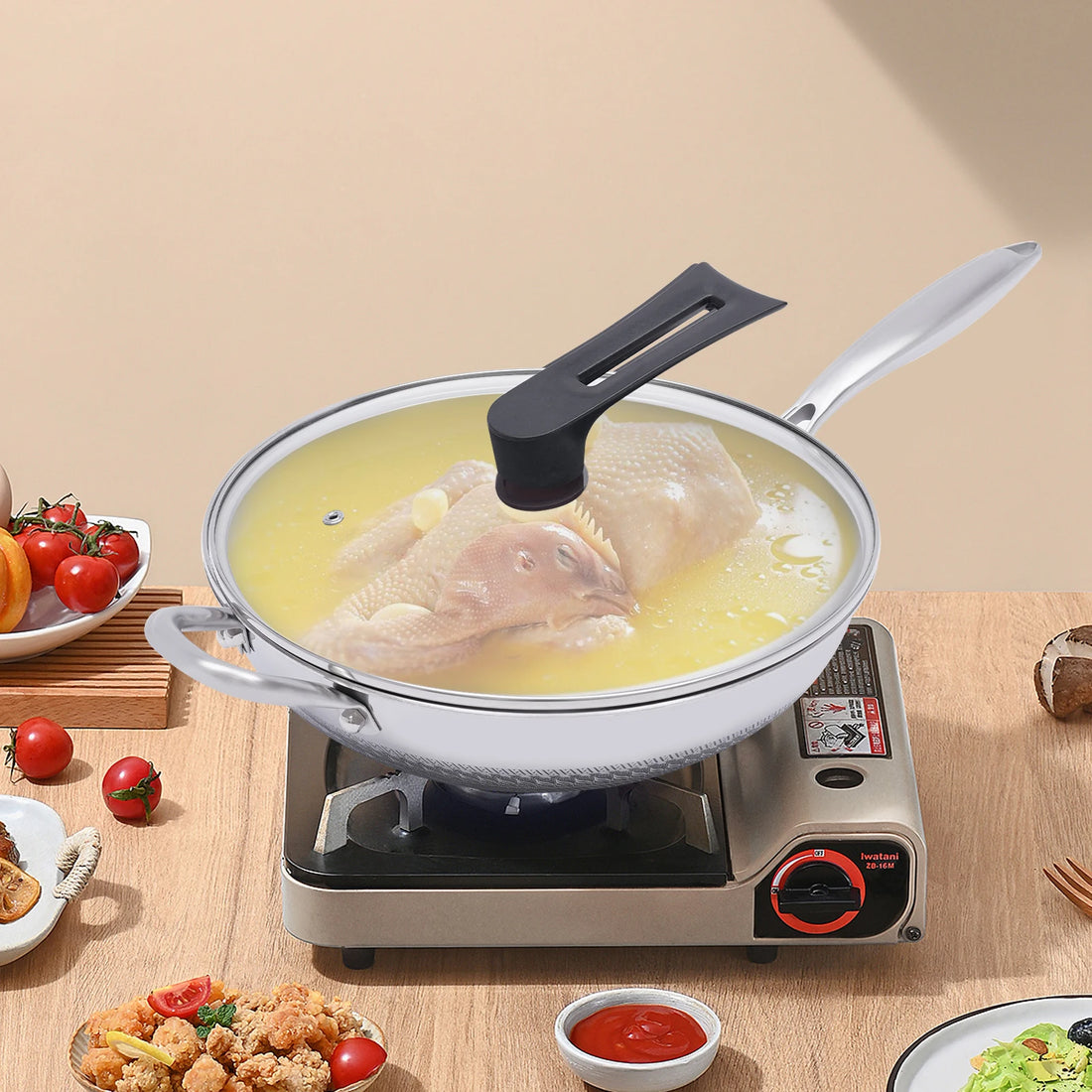 Poêle inox pas cher original -
