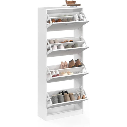 Étagère chaussures haute de luxe blanche pour chambre ou entrée -