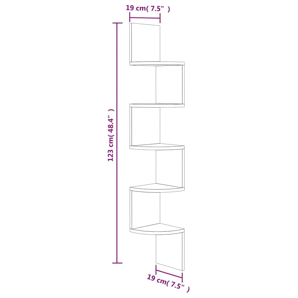 étagère murale d'angle 19x19x123 cm -