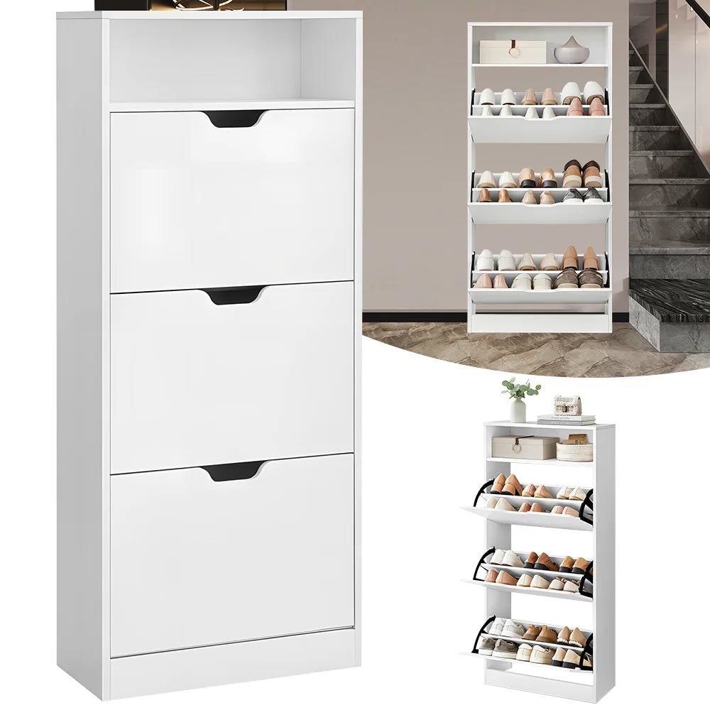 Meuble à chaussure grande capacité à tiroir blanc -