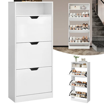 Meuble à chaussure grande capacité à tiroir blanc -