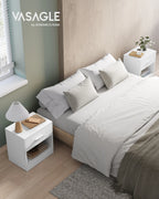 Table de chevet moderne - Lot de 2 - Blanc Classique -